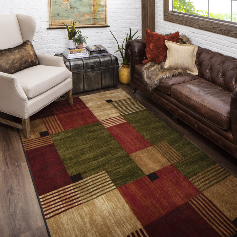 Winston Porter Beunka Geometric Tufted Area Rug in Tan/Red & Reviews Wayfair